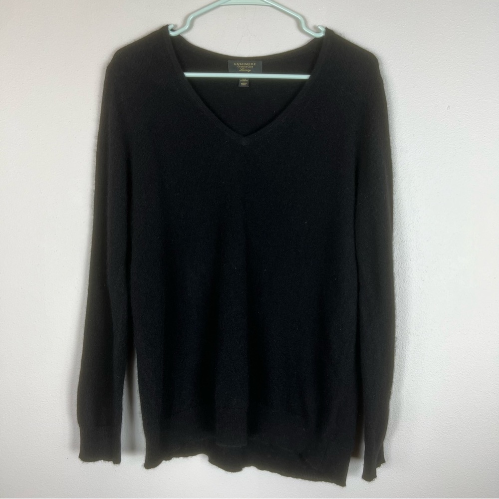 Cashmere Sweater V Neck Black Charter Club Luxury